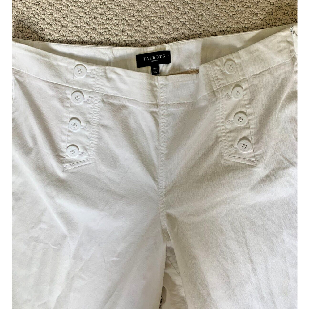 Talbots White Stretch Wide Leg Sailor Pants Women’s Size 16Petite - Picture 2 of 9